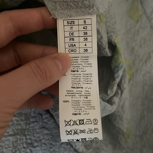 Beatrice .B Blue Printed Halter Baby Doll Dresss w/Puff Sleeves Made in Italy 4 - Picture 6 of 7